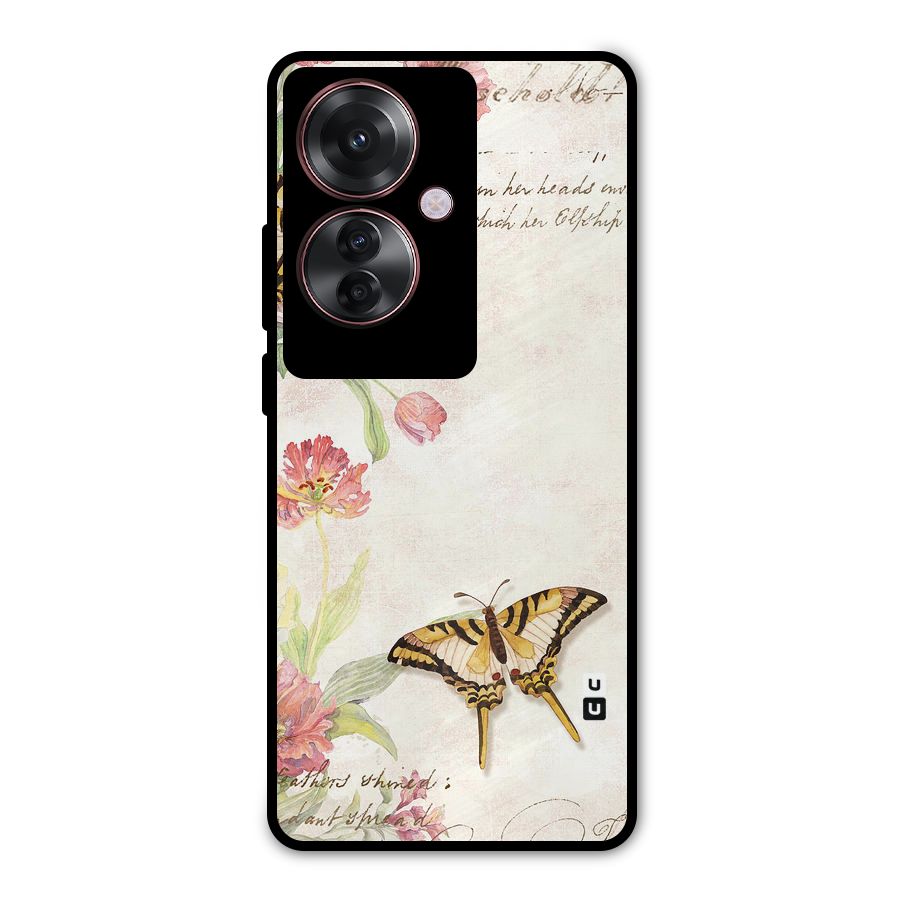 Butterfly Floral Metal Back Case for Oppo F25 Pro