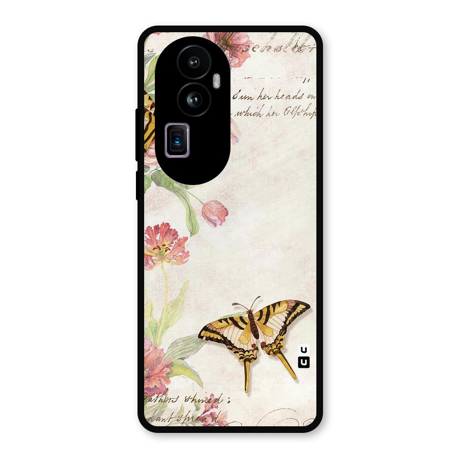 Butterfly Floral Metal Back Case for Oppo Reno10 Pro Plus