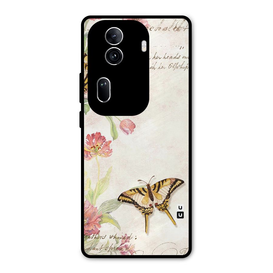 Butterfly Floral Metal Back Case for Oppo Reno11 Pro 5G