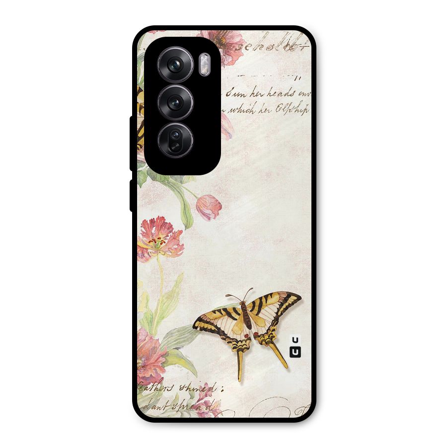 Butterfly Floral Metal Back Case for Oppo Reno12 Pro
