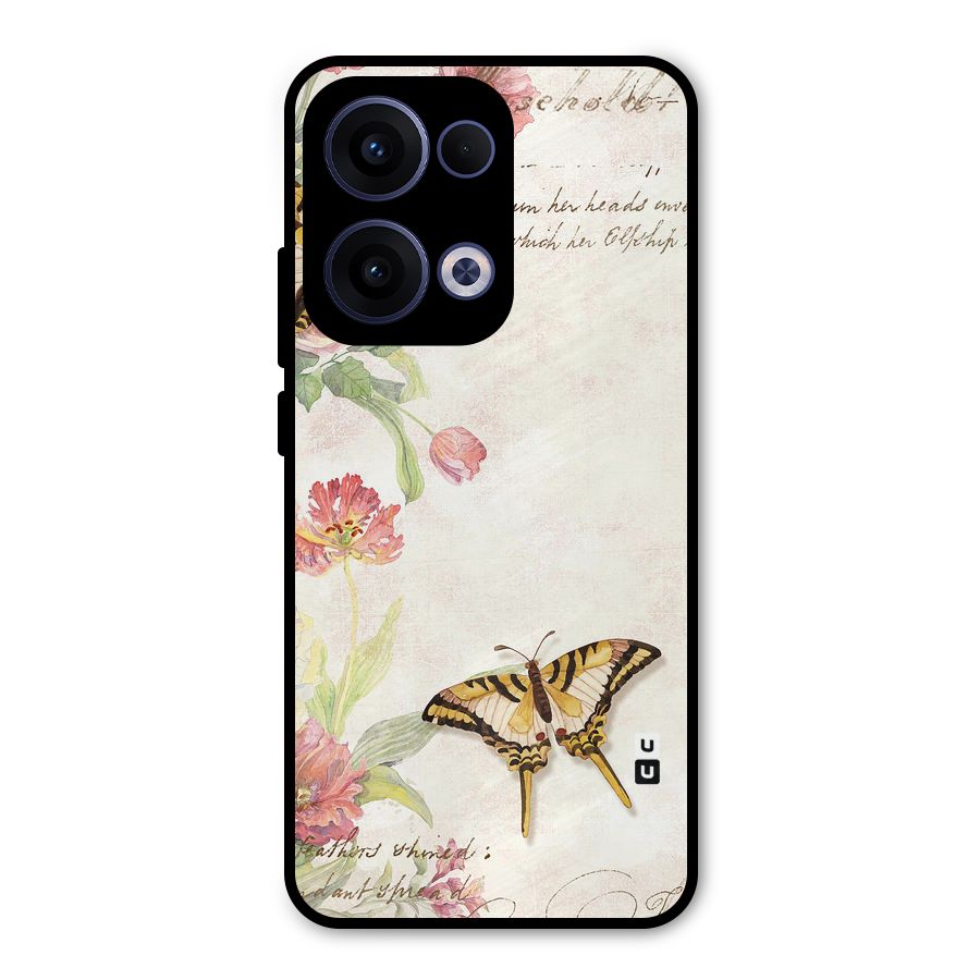 Butterfly Floral Metal Back Case for Oppo Reno13