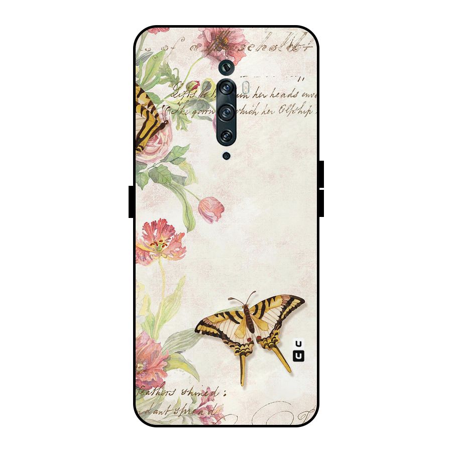 Butterfly Floral Metal Back Case for Oppo Reno2 F