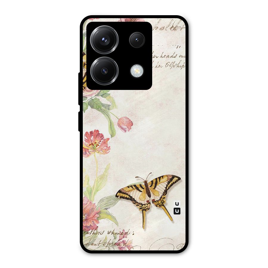 Butterfly Floral Metal Back Case for Poco X6