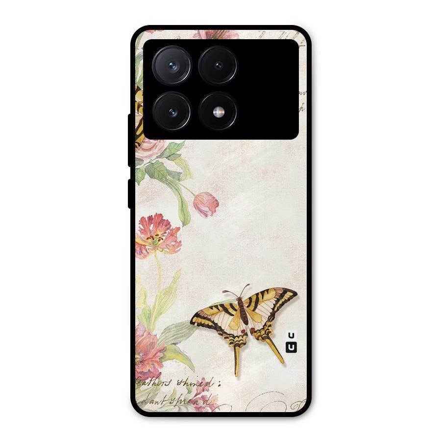 Butterfly Floral Metal Back Case for Poco X6 Pro