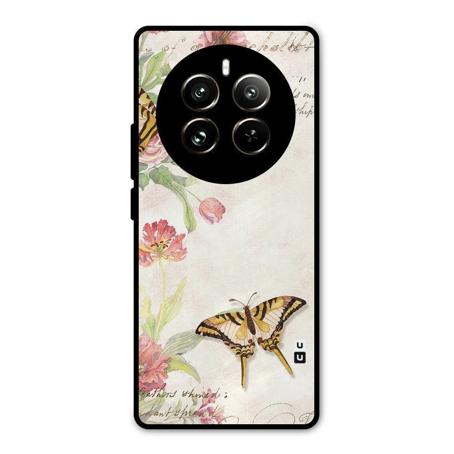 Butterfly Floral Metal Back Case for Realme 12 Pro