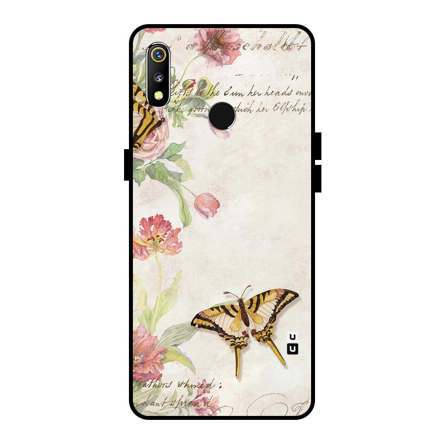 Butterfly Floral Metal Back Case for Realme 3