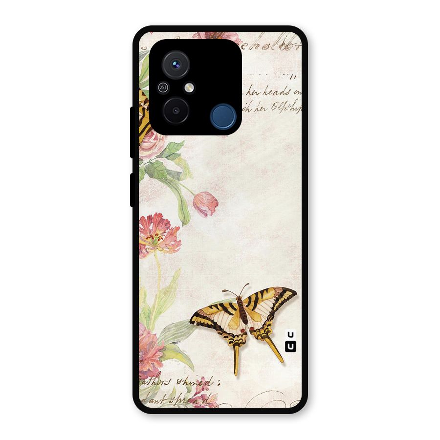 Butterfly Floral Metal Back Case for Redmi 12C