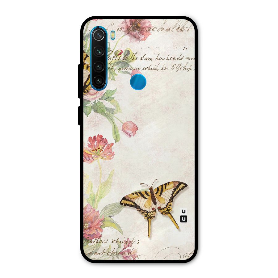 Butterfly Floral Metal Back Case for Redmi Note 8
