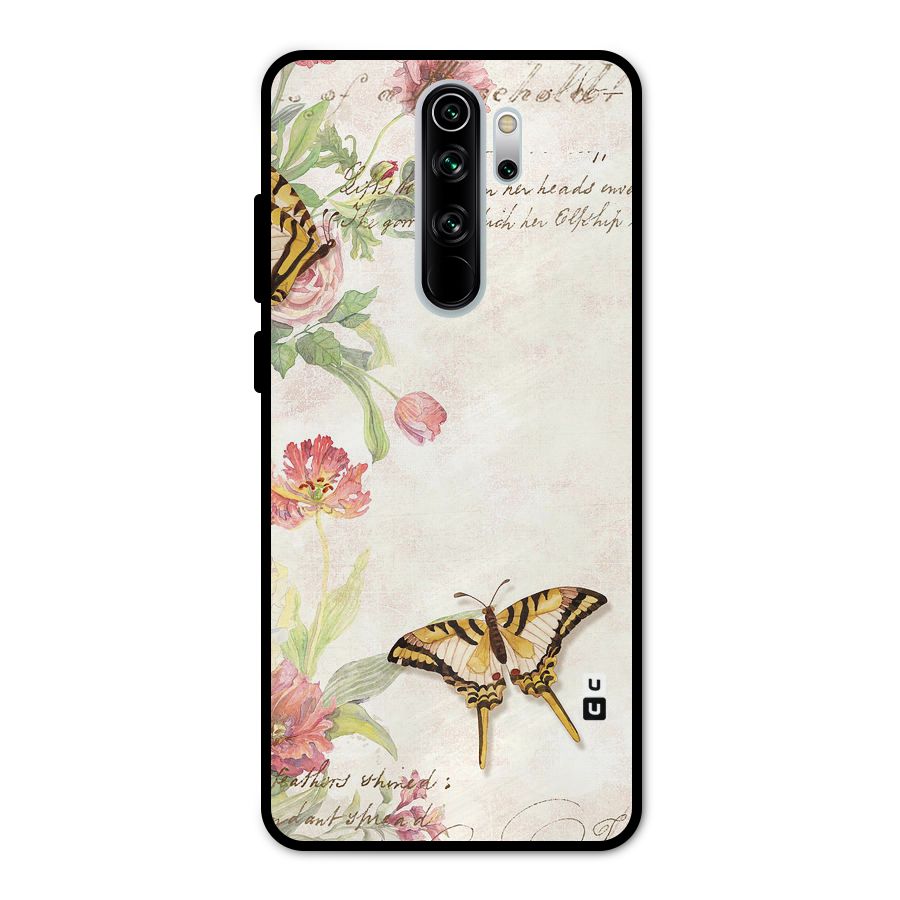 Butterfly Floral Metal Back Case for Redmi Note 8 Pro