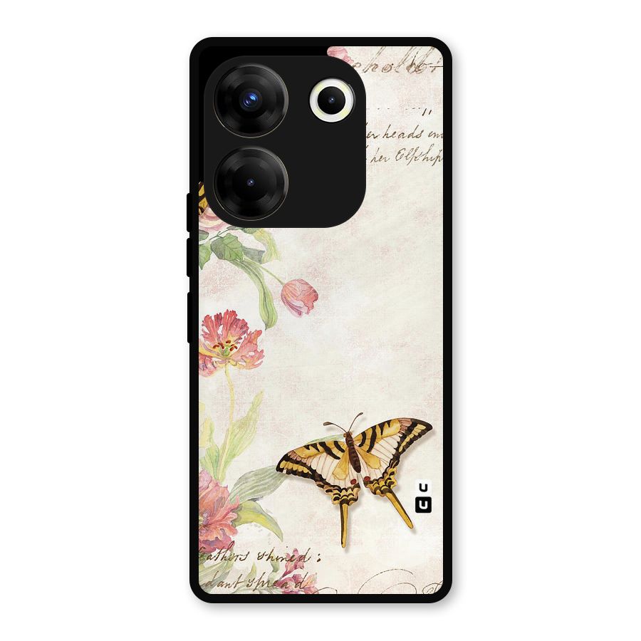 Butterfly Floral Metal Back Case for Tecno Camon 20