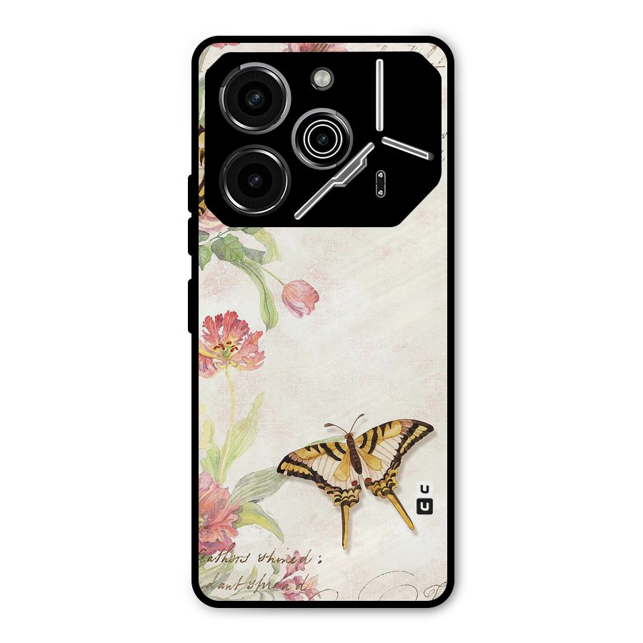 Butterfly Floral Metal Back Case for Tecno Pova 6 Pro