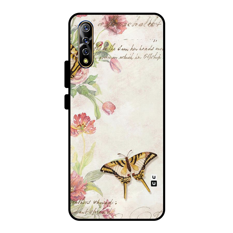 Butterfly Floral Metal Back Case for Vivo S1