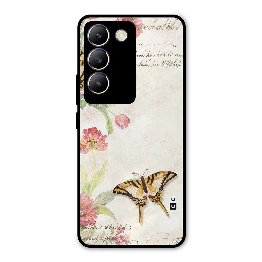 Butterfly Floral Metal Back Case for Vivo T3 5G