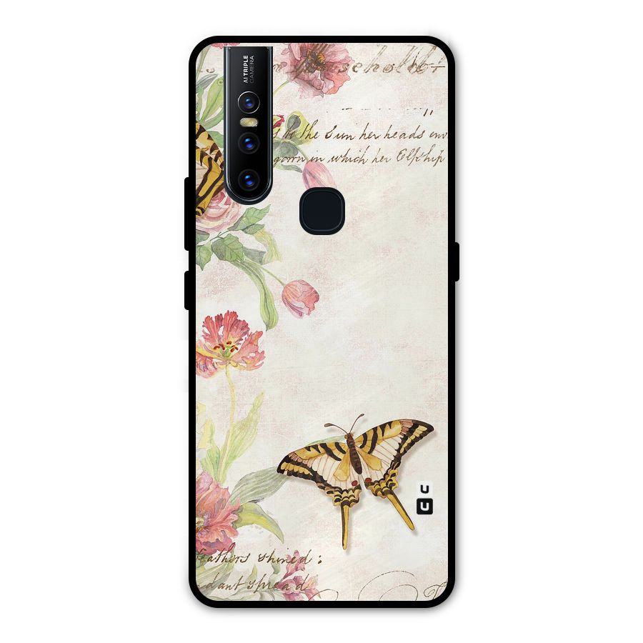 Butterfly Floral Metal Back Case for Vivo V15
