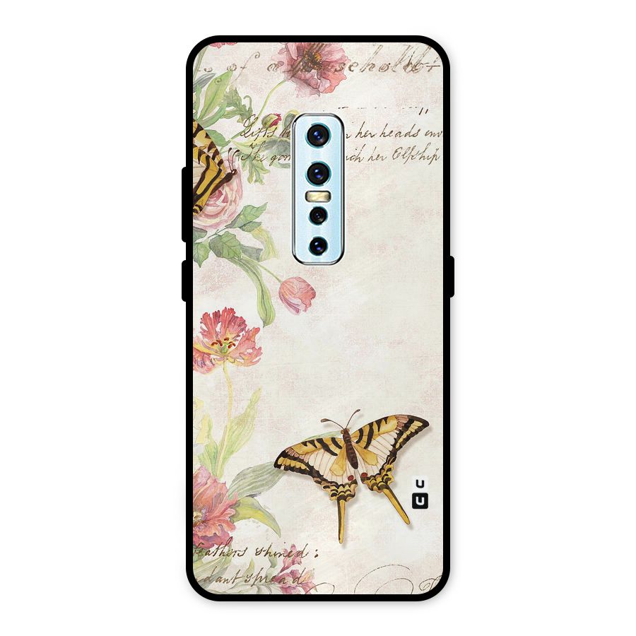 Butterfly Floral Metal Back Case for Vivo V17 Pro