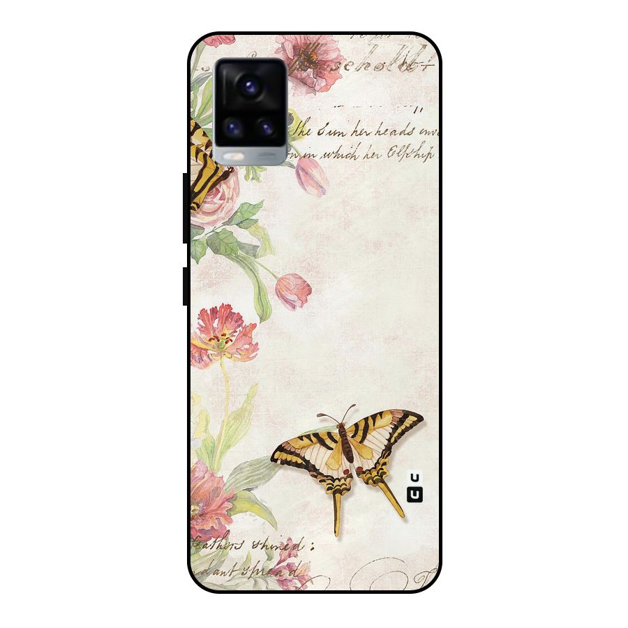 Butterfly Floral Metal Back Case for Vivo V20