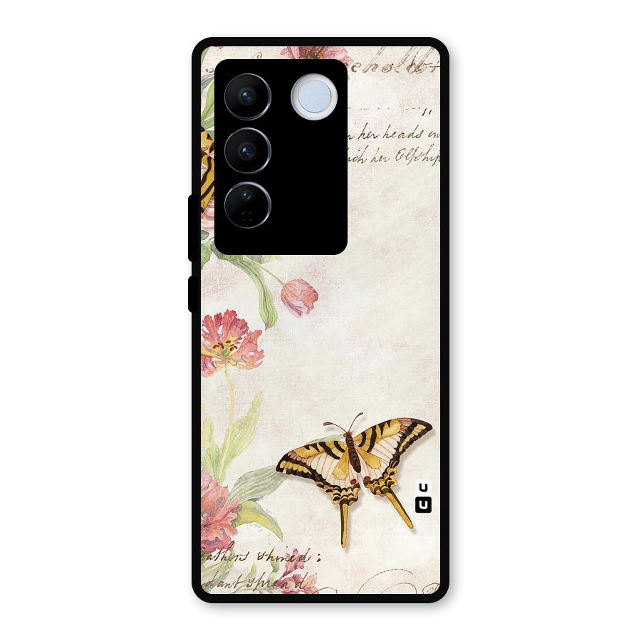 Butterfly Floral Metal Back Case for Vivo V27