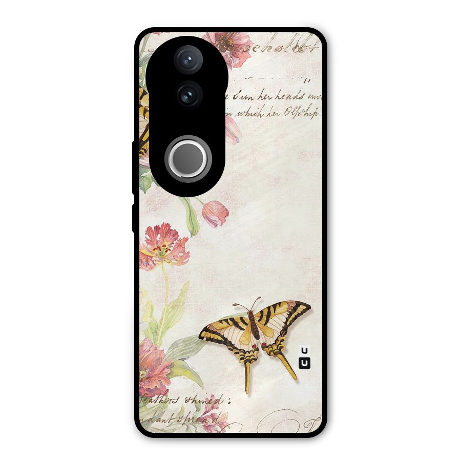 Butterfly Floral Metal Back Case for Vivo V50e