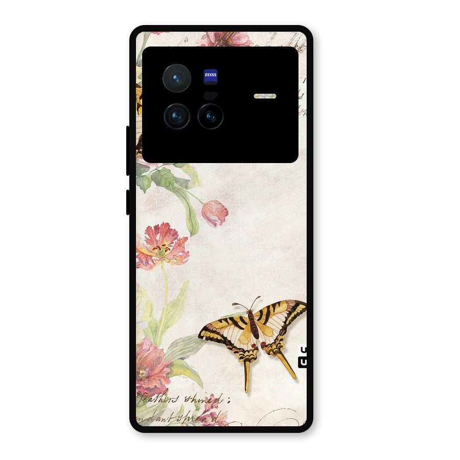 Butterfly Floral Metal Back Case for Vivo X80