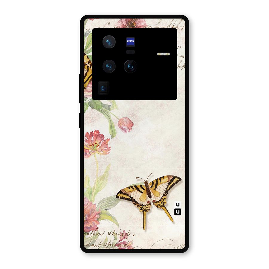 Butterfly Floral Metal Back Case for Vivo X80 Pro