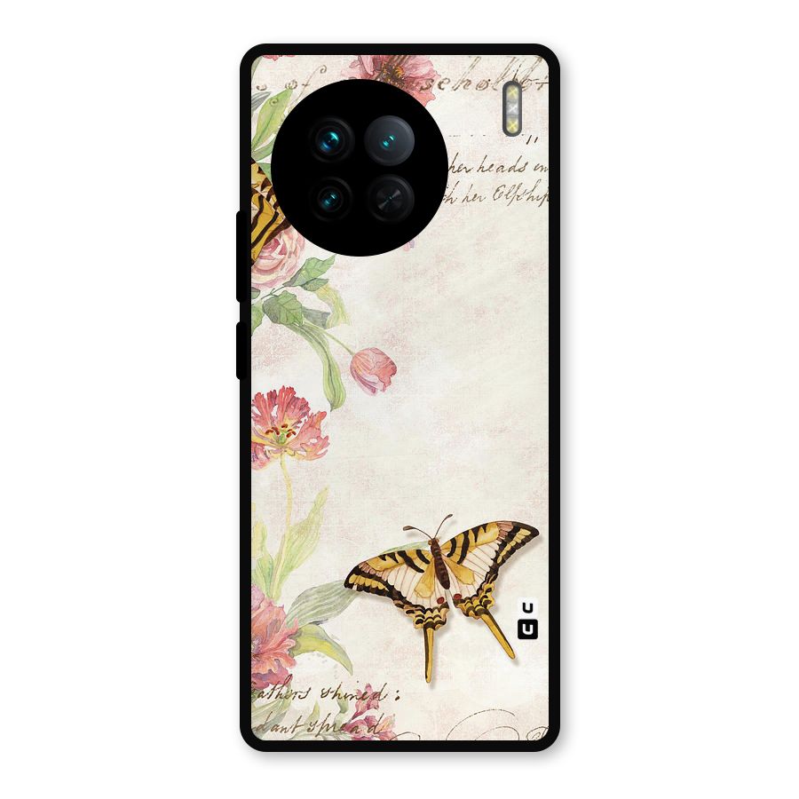 Butterfly Floral Metal Back Case for Vivo X90