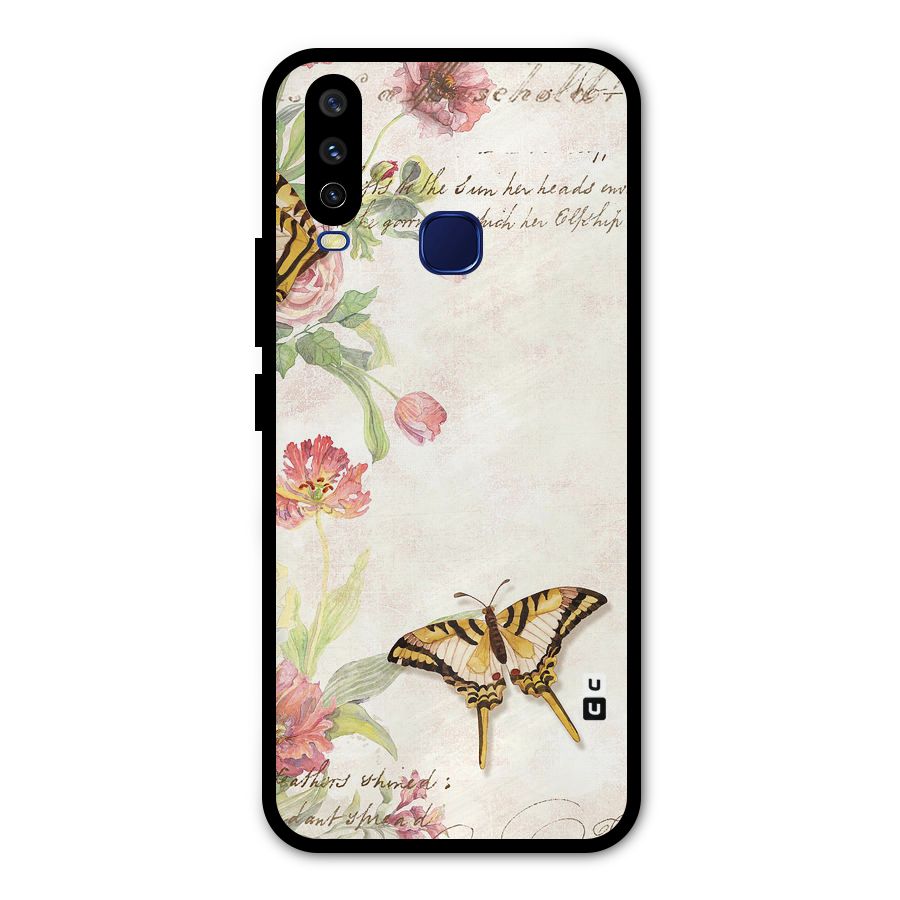 Butterfly Floral Metal Back Case for Vivo Y15