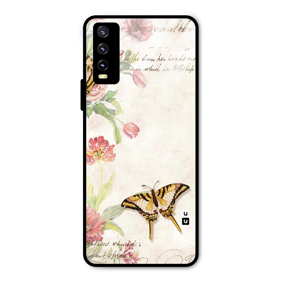 Butterfly Floral Metal Back Case for Vivo Y20t