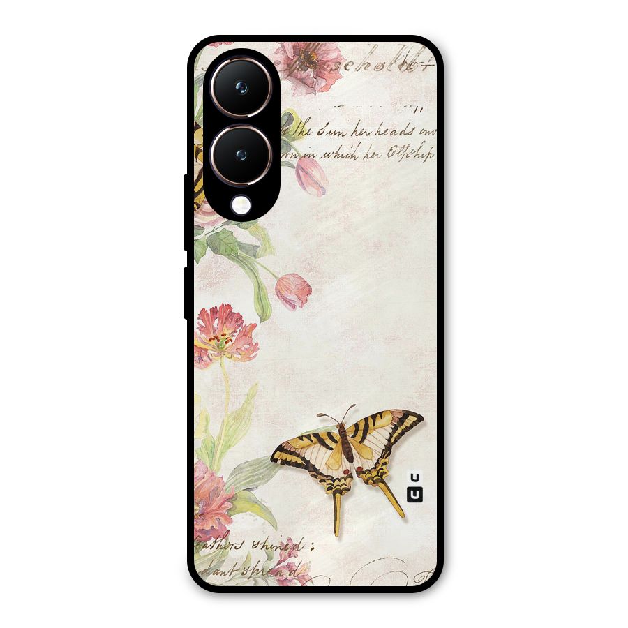 Butterfly Floral Metal Back Case for Vivo Y28