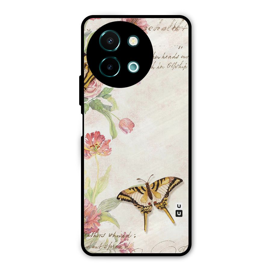 Butterfly Floral Metal Back Case for Vivo Y58