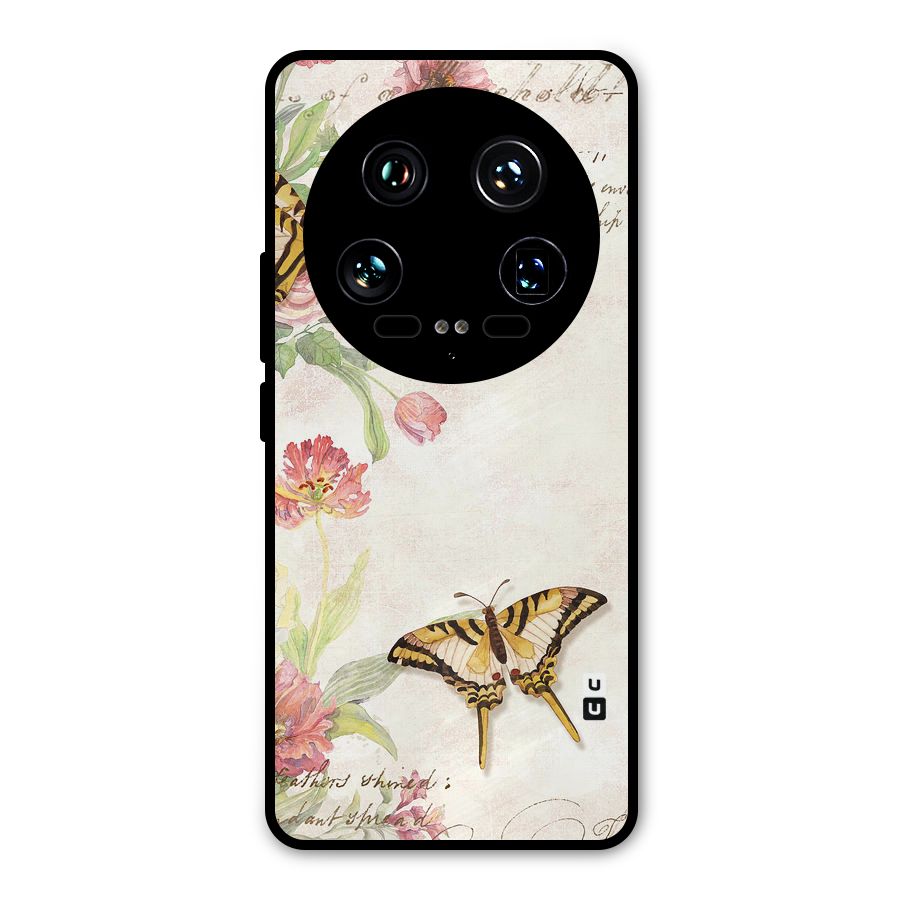 Butterfly Floral Metal Back Case for Xiaomi 14 Ultra