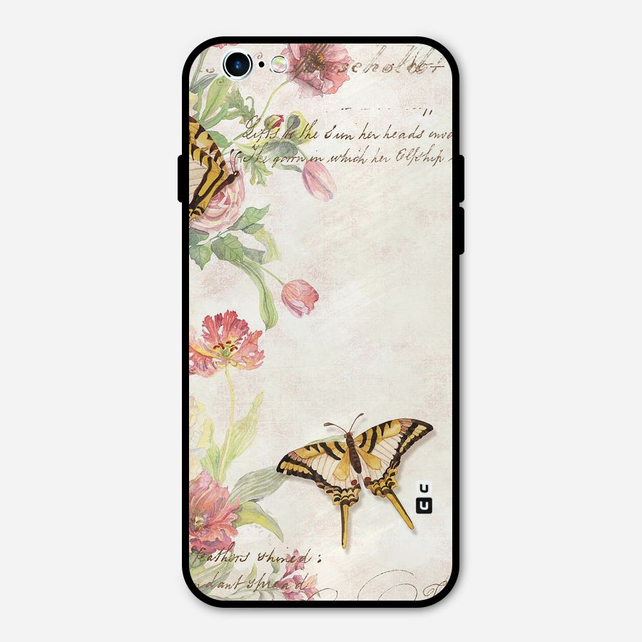 Butterfly Floral Metal Back Case for iPhone 6 6s