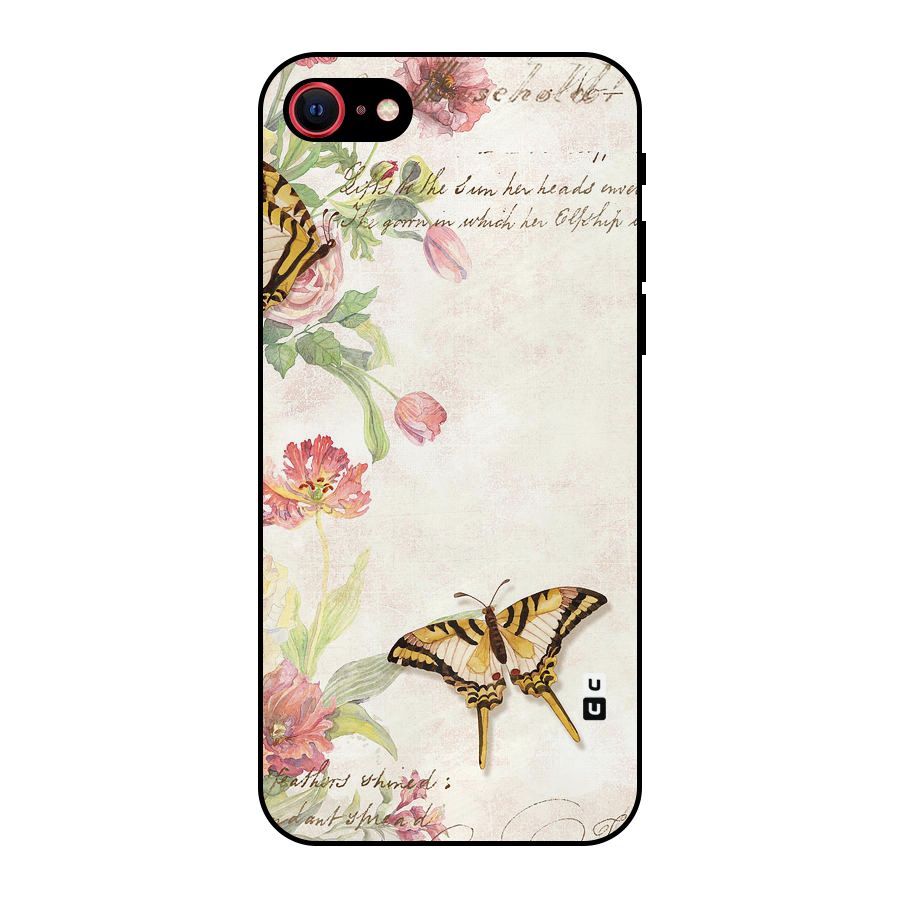Butterfly Floral Metal Back Case for iPhone 7