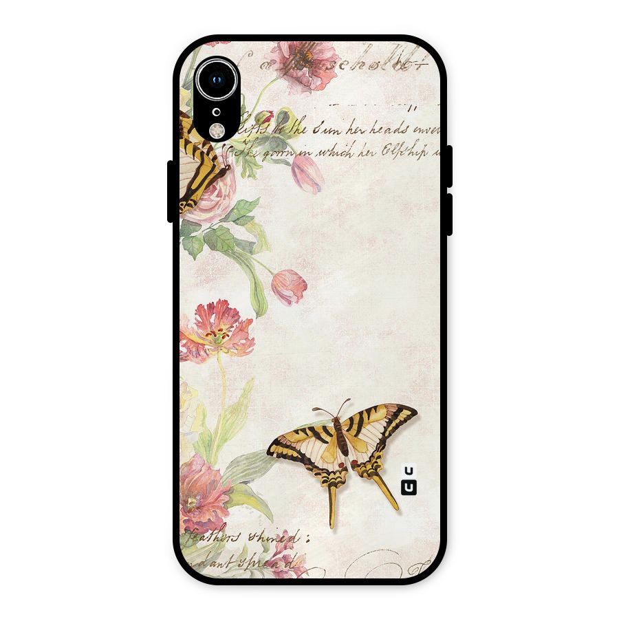 Butterfly Floral Metal Back Case for iPhone XR