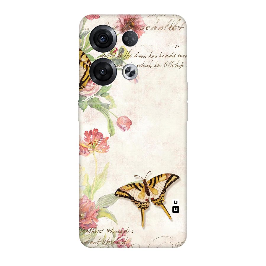Butterfly Floral Original Polycarbonate Back Case for Oppo Reno8 Pro 5G