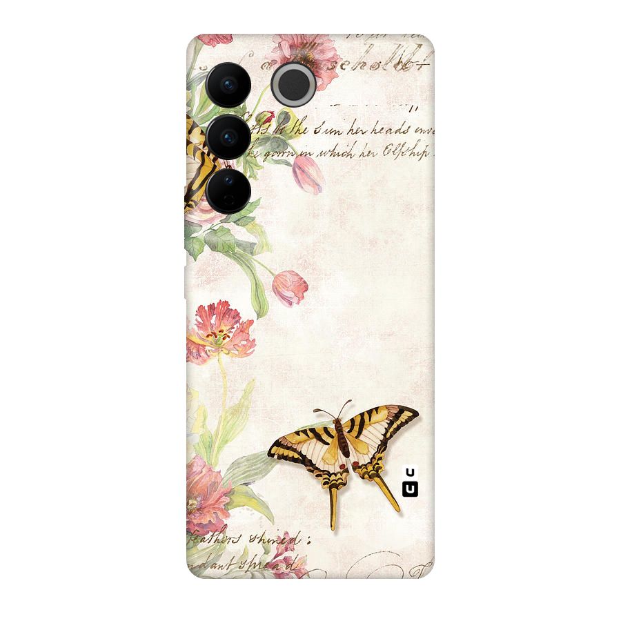 Butterfly Floral Original Polycarbonate Back Case for Vivo V27