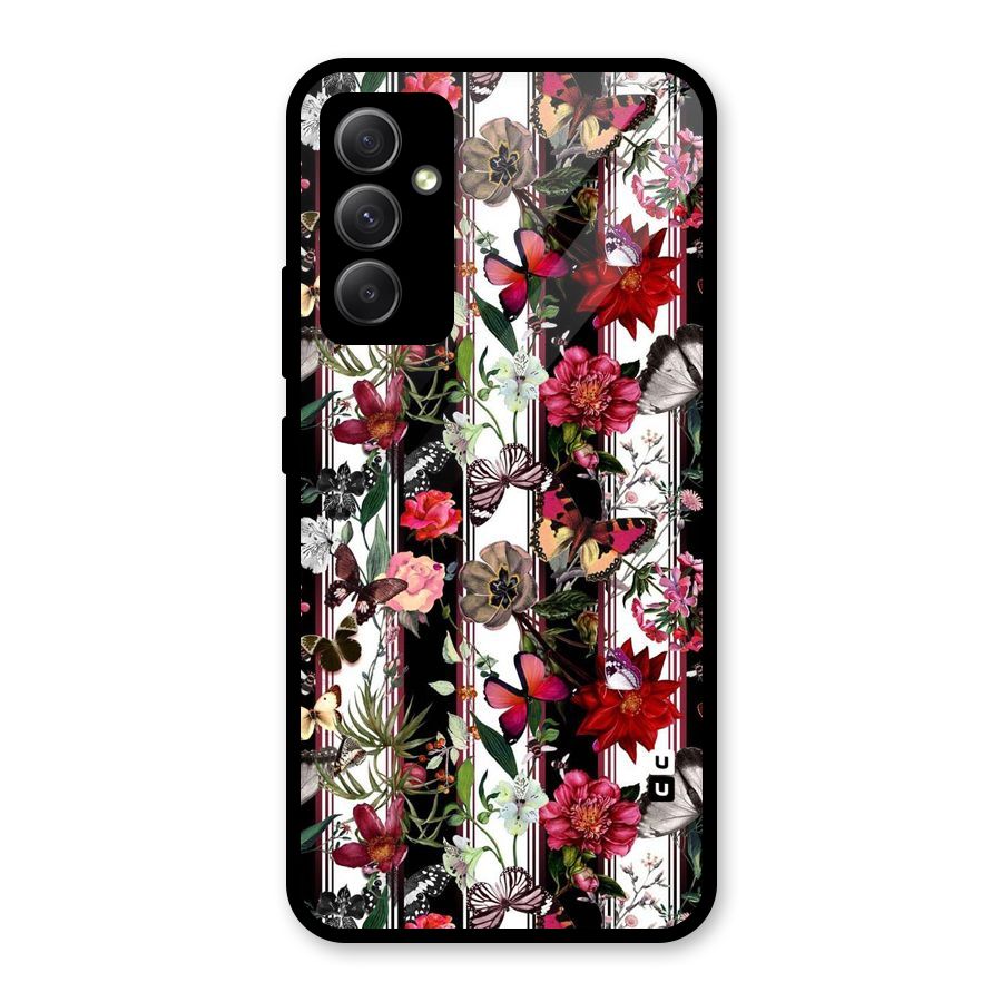 Butterfly Flowers Glass Back Case for Galaxy A34
