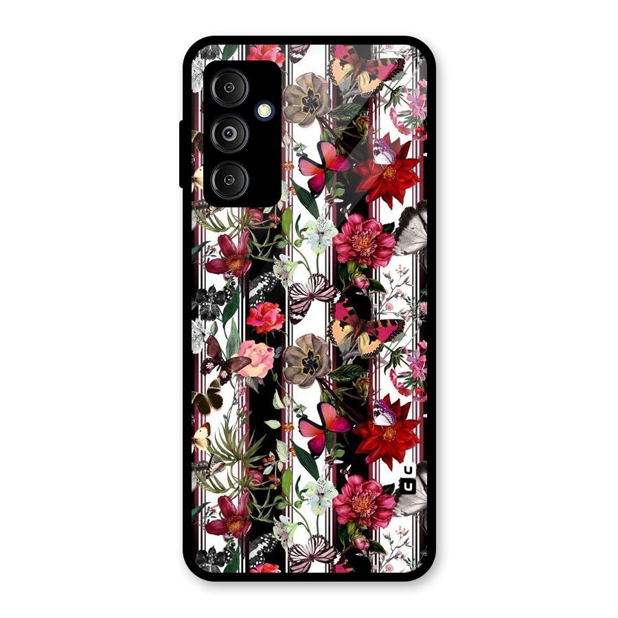 Butterfly Flowers Glass Back Case for Galaxy M14 5G