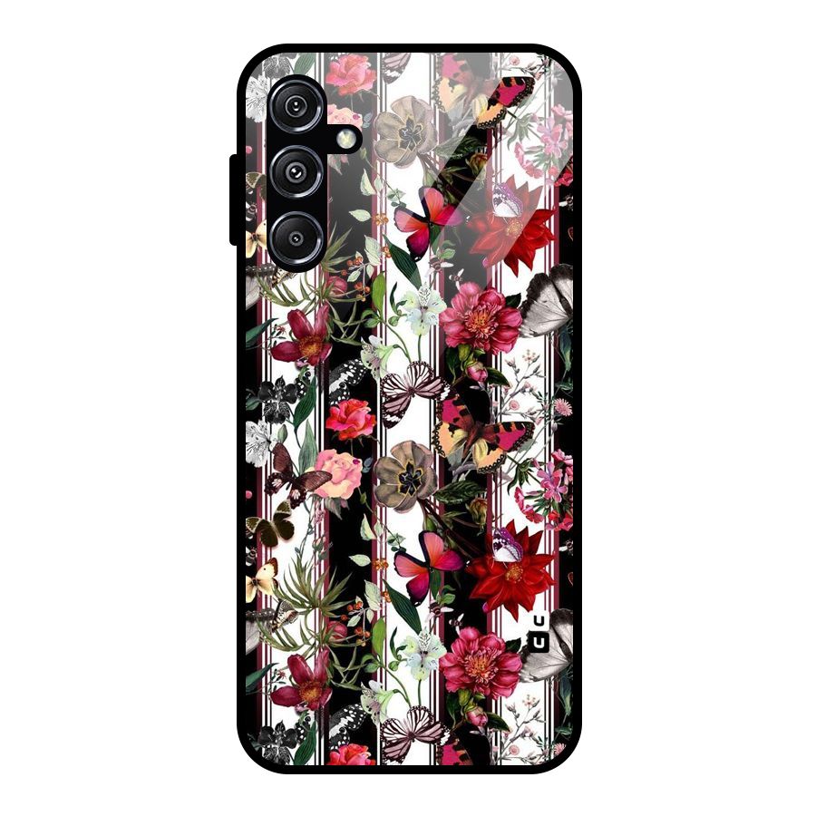 Butterfly Flowers Glass Back Case for Galaxy M34 5G