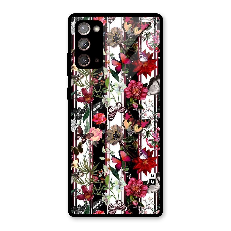 Butterfly Flowers Glass Back Case for Galaxy Note 20