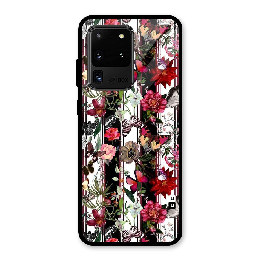 Butterfly Flowers Glass Back Case for Galaxy S20 Ultra