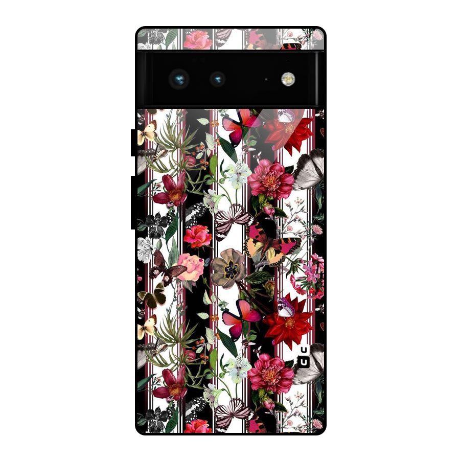 Butterfly Flowers Glass Back Case for Google Pixel 6