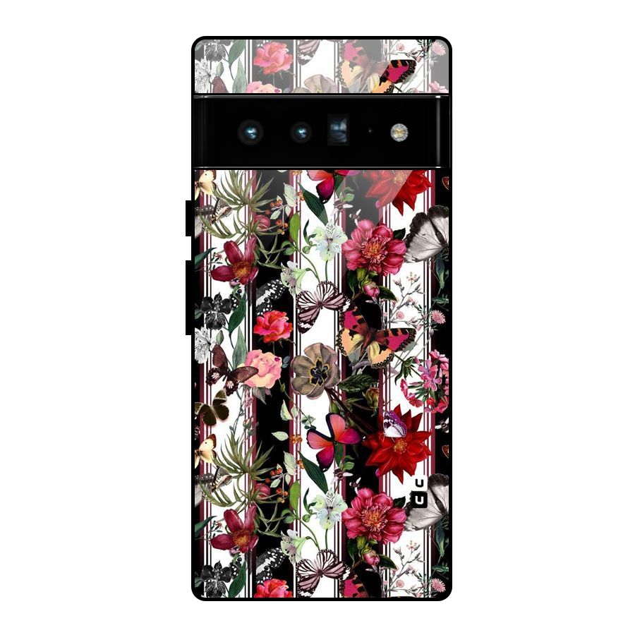 Butterfly Flowers Glass Back Case for Google Pixel 6 Pro