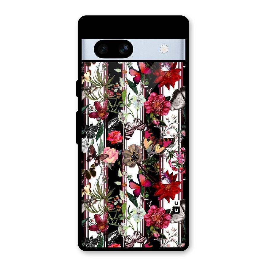 Butterfly Flowers Glass Back Case for Google Pixel 7a