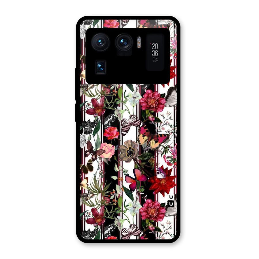 Butterfly Flowers Glass Back Case for Mi 11 Ultra