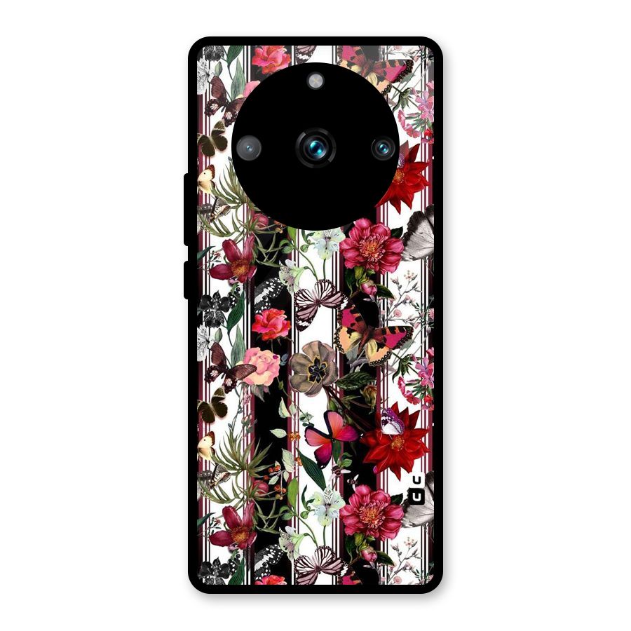 Butterfly Flowers Glass Back Case for Realme Narzo 60 Pro