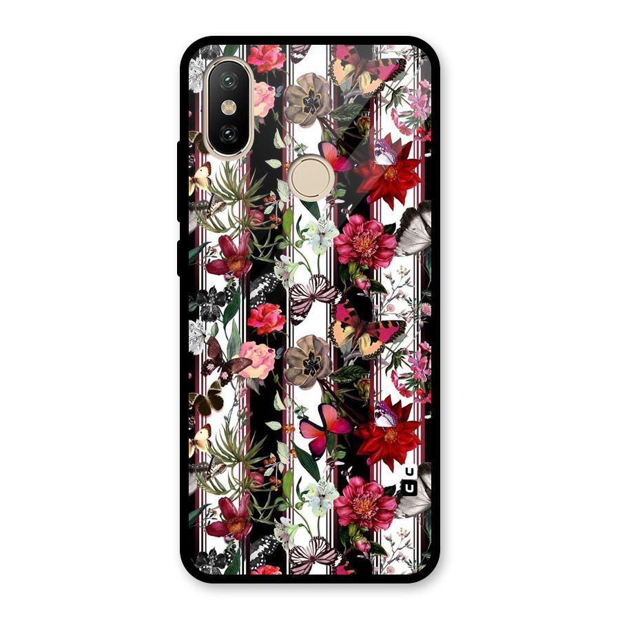 Butterfly Flowers Glass Back Case for Redmi A2