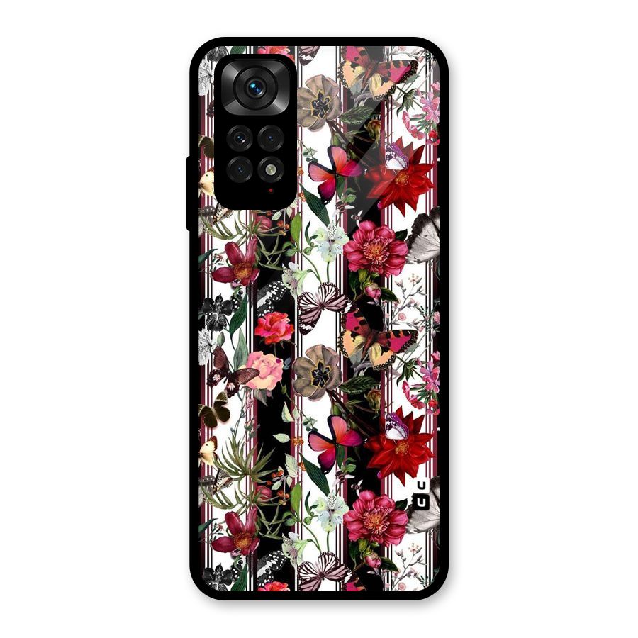 Butterfly Flowers Glass Back Case for Redmi Note 11S