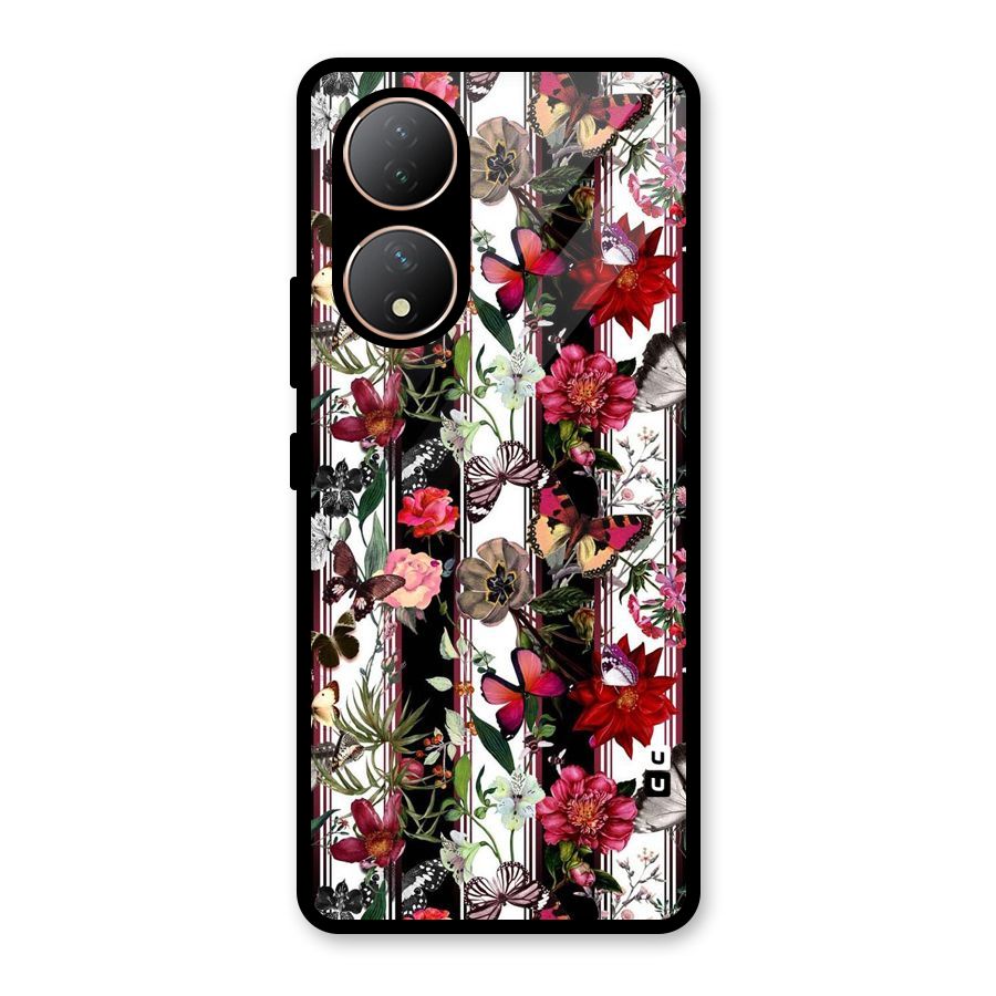 Butterfly Flowers Glass Back Case for Vivo Y100A