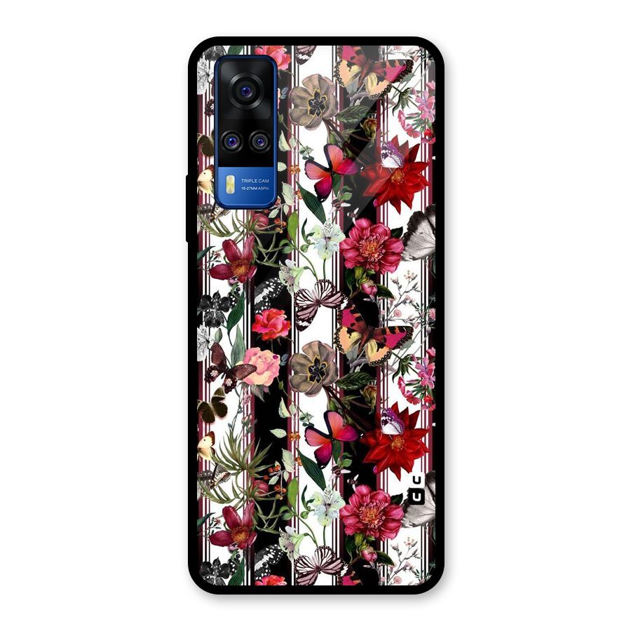 Butterfly Flowers Glass Back Case for Vivo Y31
