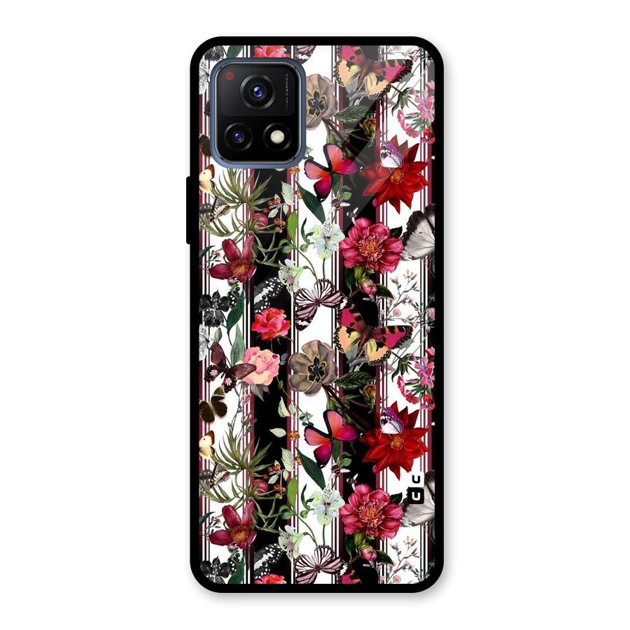 Butterfly Flowers Glass Back Case for Vivo Y72 5G